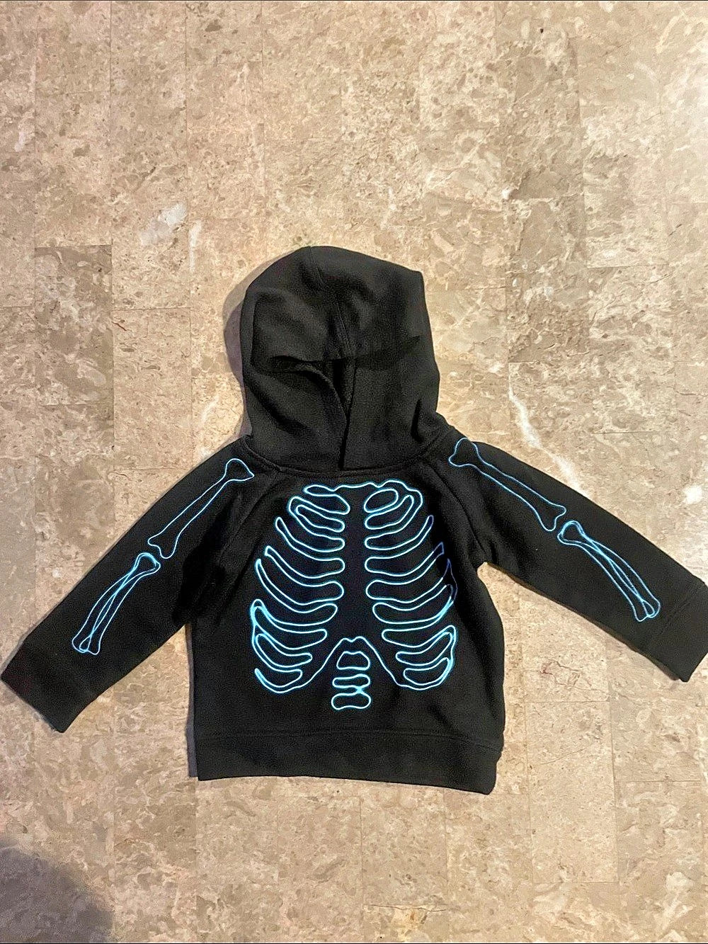 Halloween Old Navy Kids Skeleton bones Graphic Hoodie Black & Blue Baby 12-18M